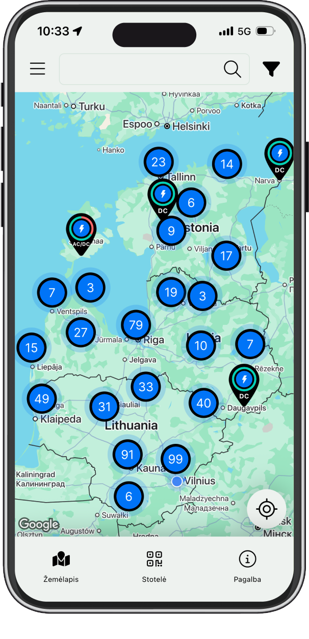 Žemėlapis Ignitis ON programėlėje