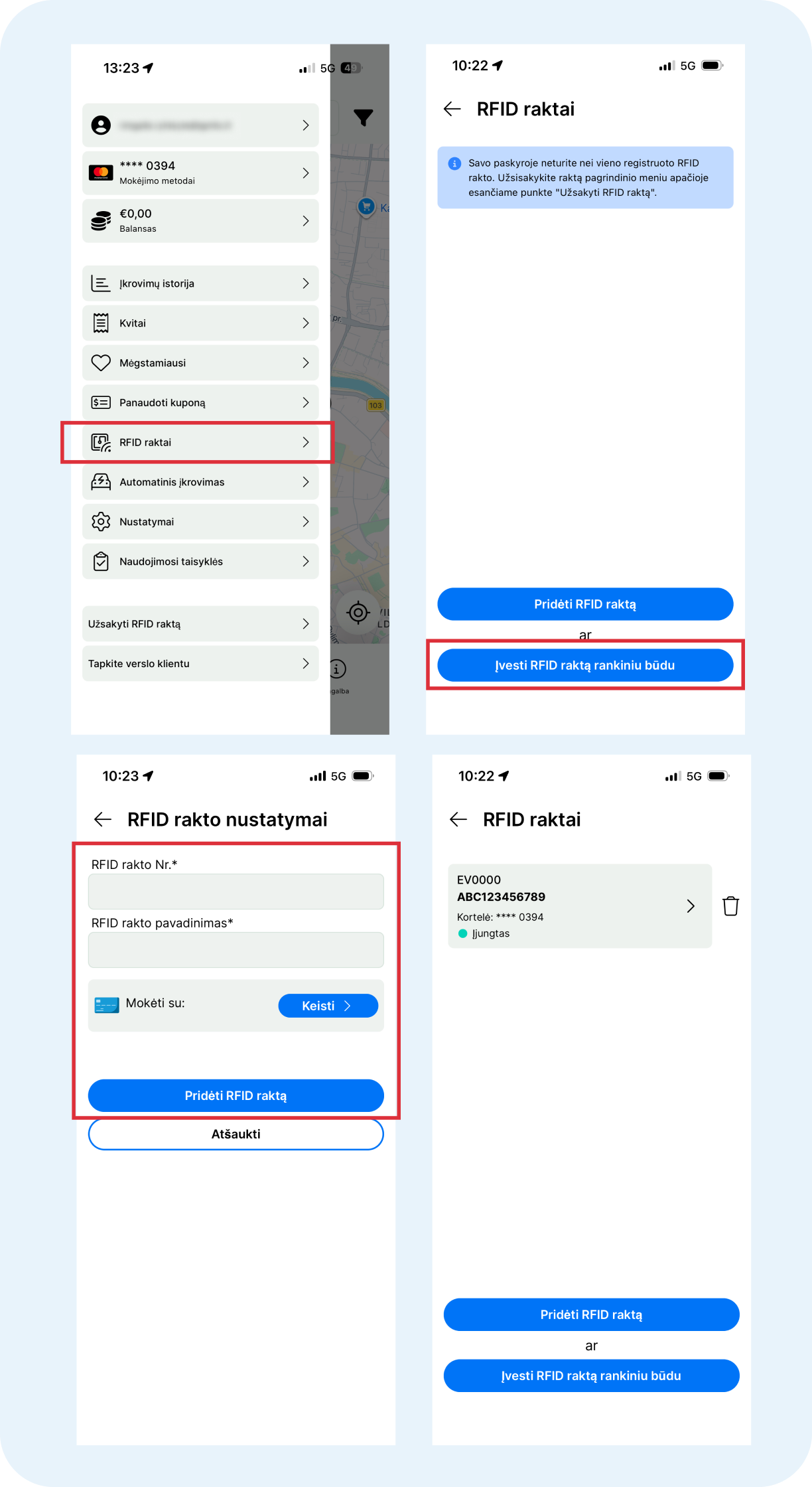 RFID rakto aktyvavimo rankiniu būdu instrukcija.