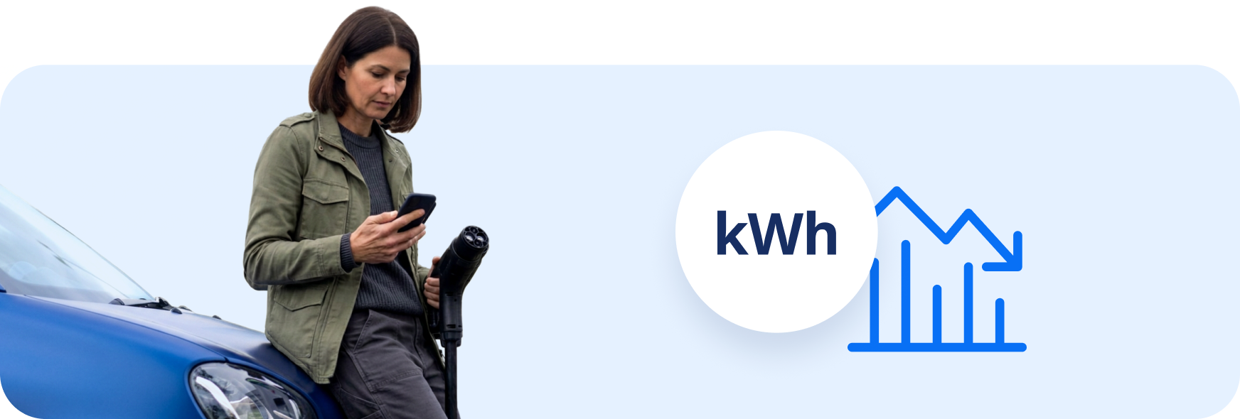 Moteris telefone skaito, kaip sumažinti kWh sąnaudas.