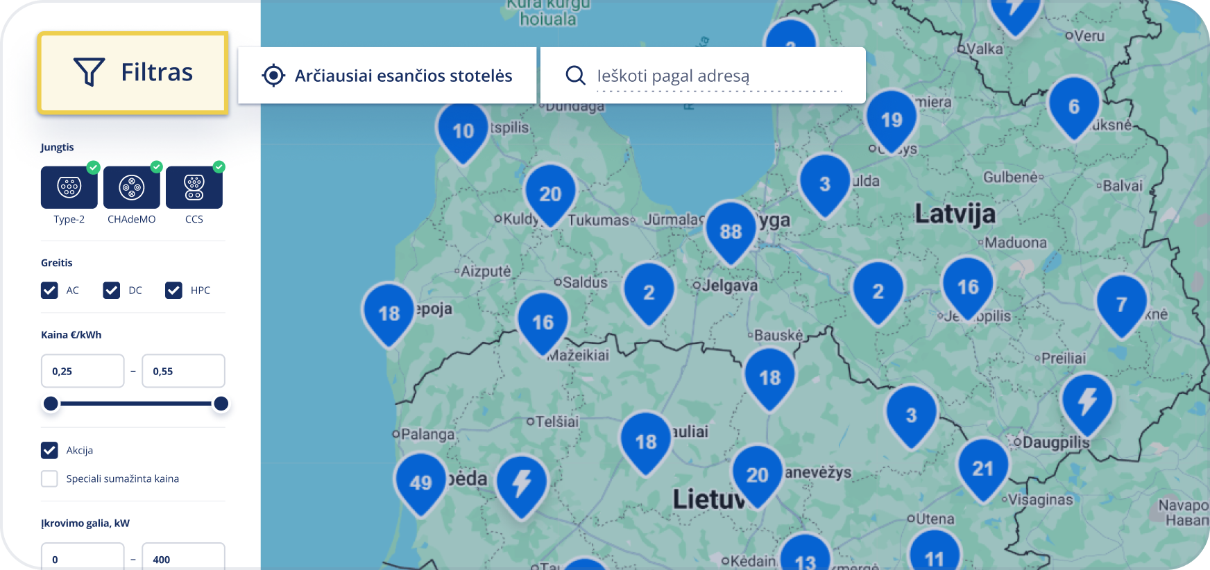 ignitison.lt žemėlapio filtras
