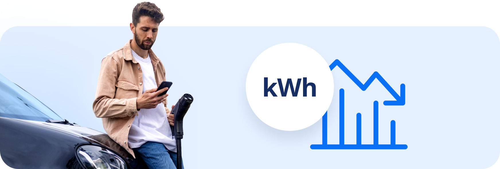 Vyras telefone skaito, kaip sumažinti kWh sąnaudas.