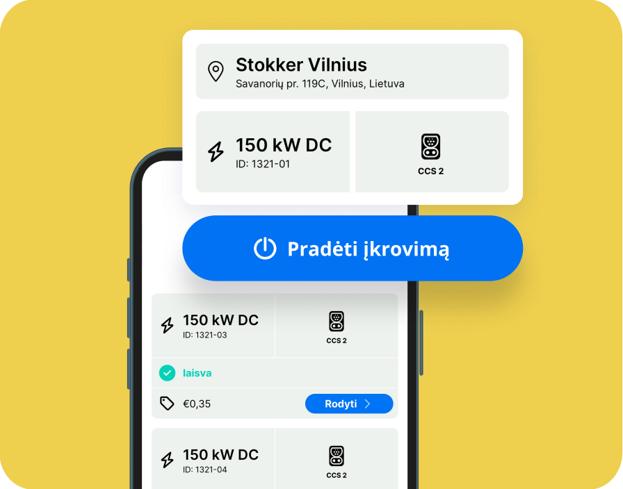 Pradėti įkrovimą Ignitis ON programėlėje mygtukas.