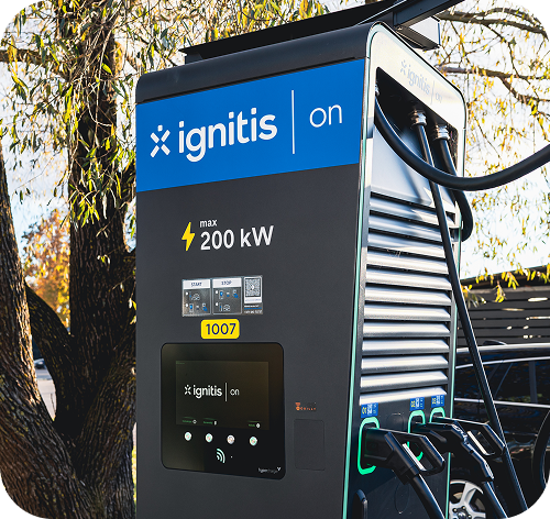 Ignitis ON itin greito įkrovimo stotelė.