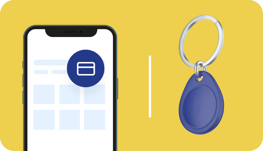 Telefonas ir RFID raktas.