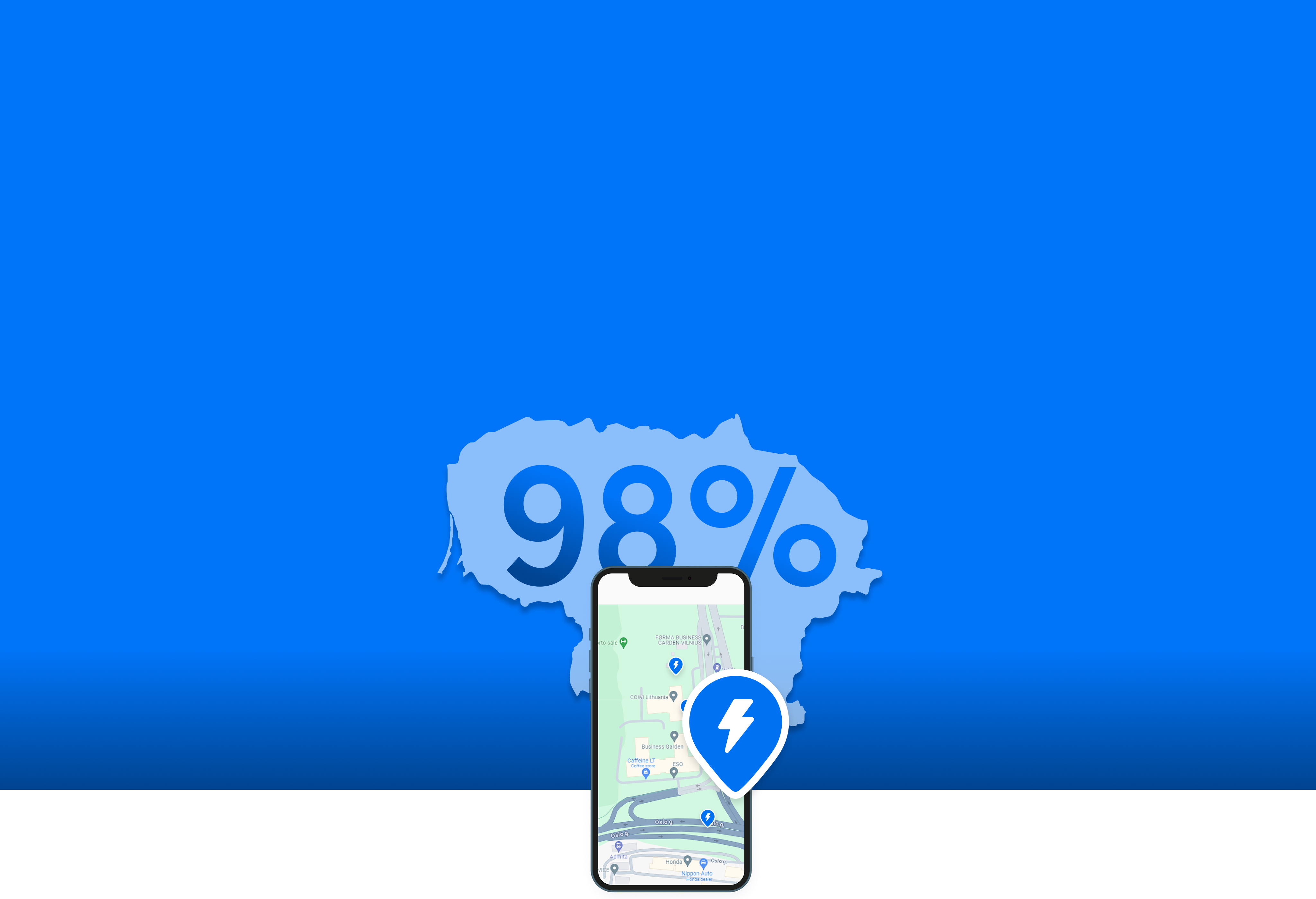 Kur jūsų kelias – ten ir „Ignitis ON“ stotelė. Mūsų įkrovimo tinklas dengia net 98 proc. Lietuvos.