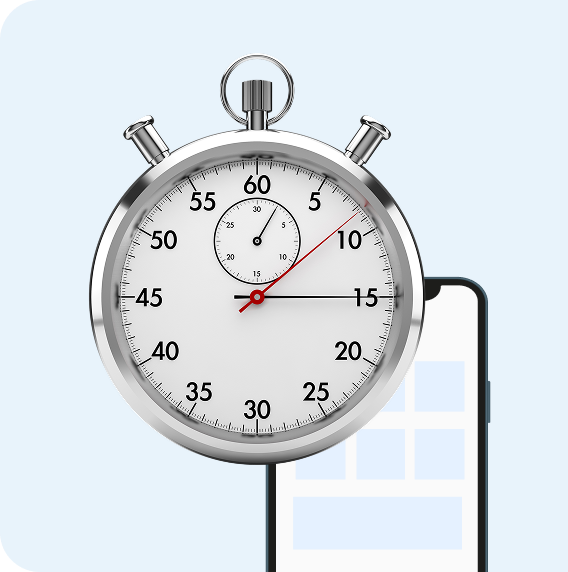 Laikrodis ir mobilus telefonas.