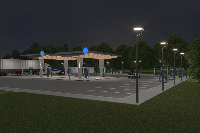 Vėjukų įkrovimo parko vizualizacija.