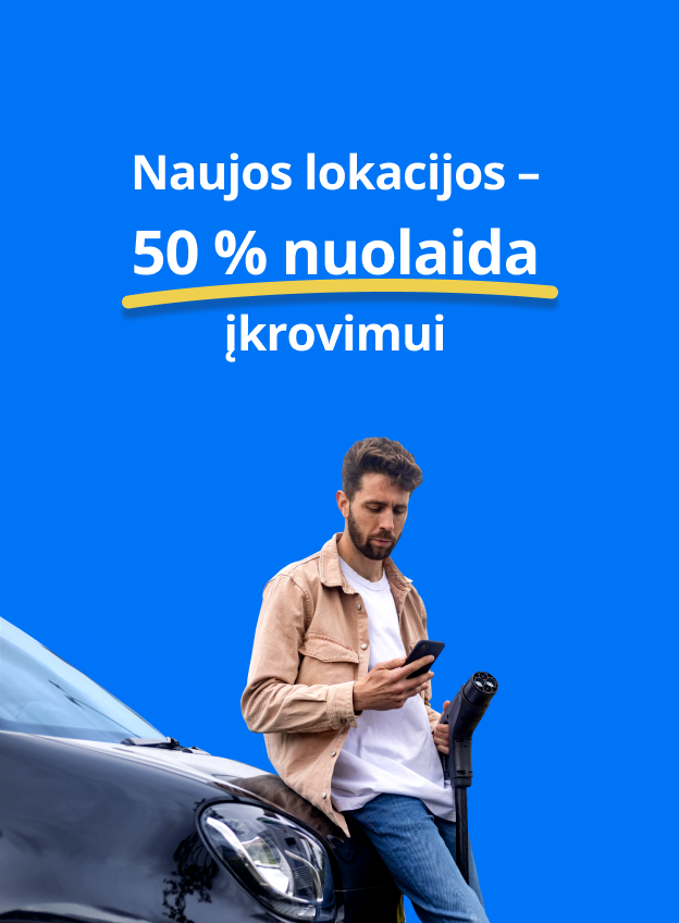 50% nuolaida elektromobilio įkrovimui naujose lokacijose